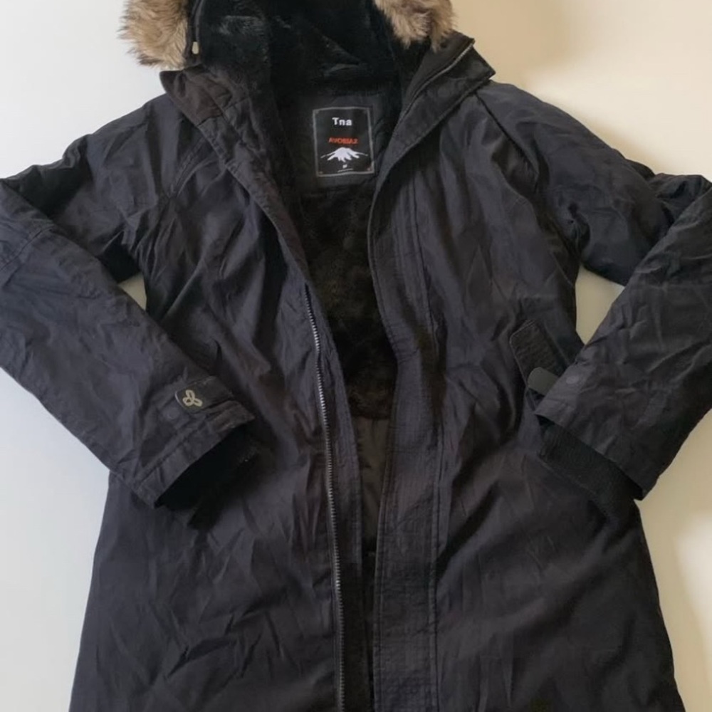 #54 TNA Black Ski Jacket with Fur Hood